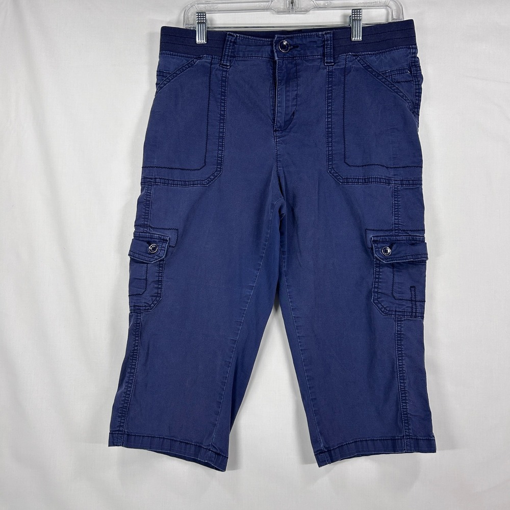 Lee Blue Relaxed Fit Mid Rise Cargo Capri Pants Size 12